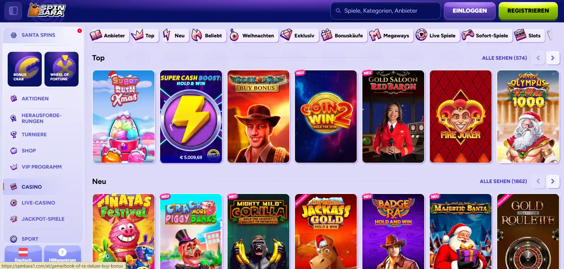 Spinbara Casino-Spiele